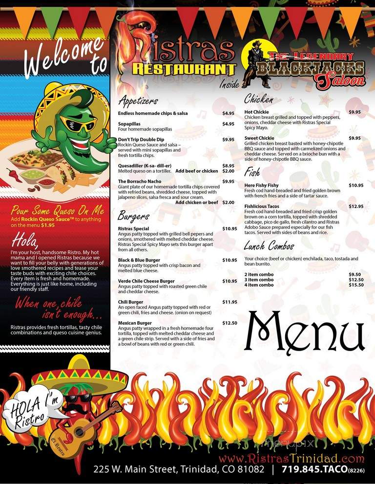Ristras Restaurant and Cantina - Trinidad, CO menu_pic