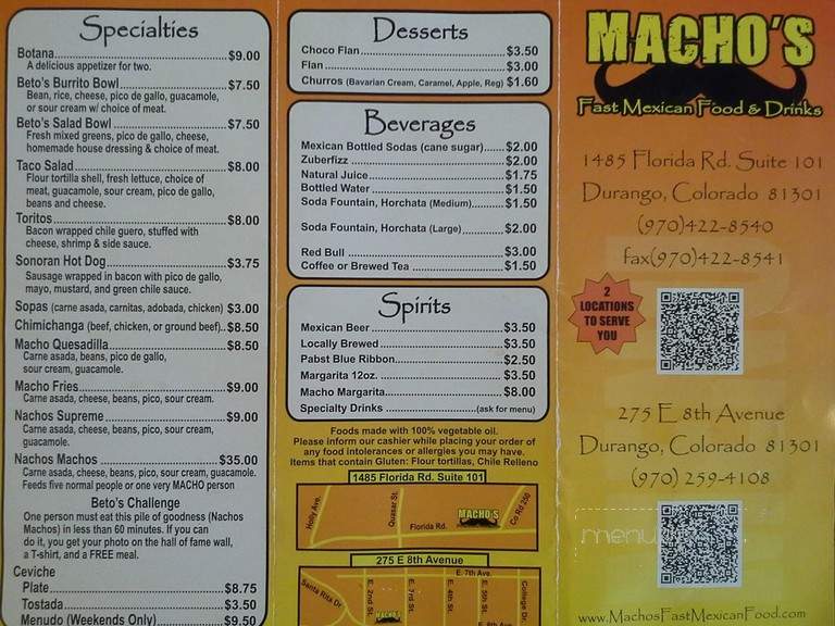 Macho's Fast Mexican - Durango, CO menu_pic