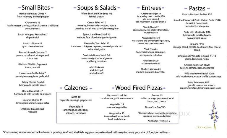 Creekside Restaurant - Montrose, CO menu_pic