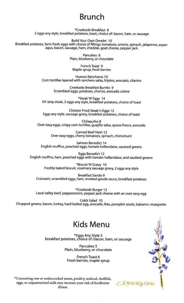 Creekside Restaurant - Montrose, CO menu_pic