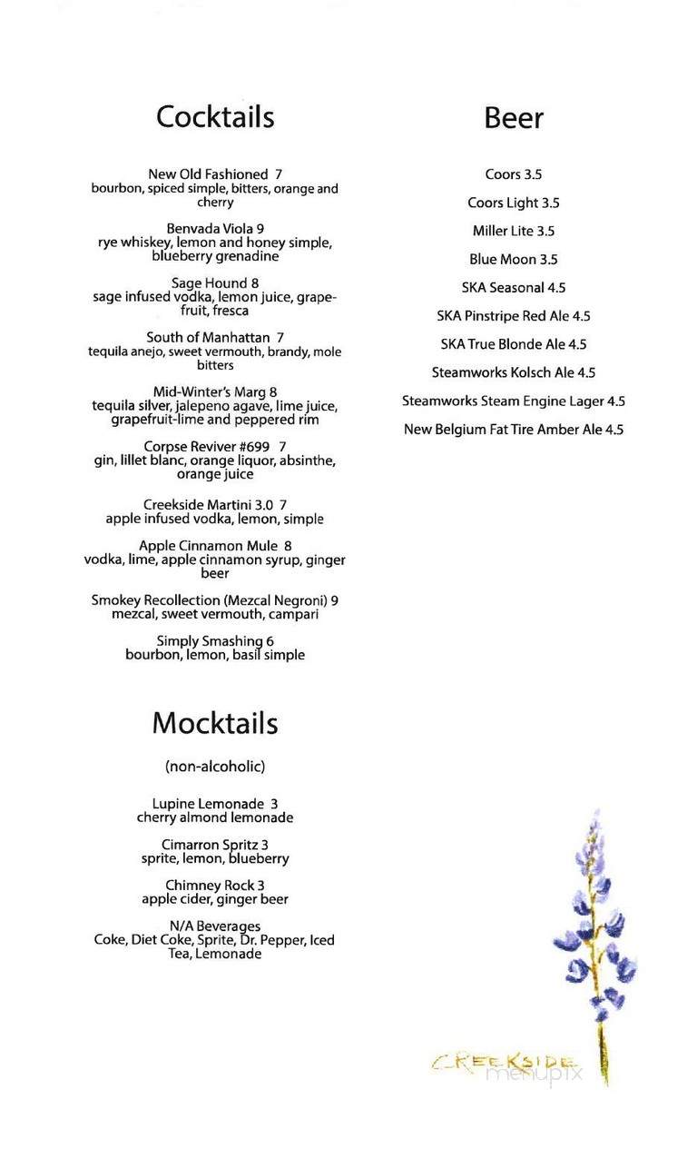 Creekside Restaurant - Montrose, CO menu_pic