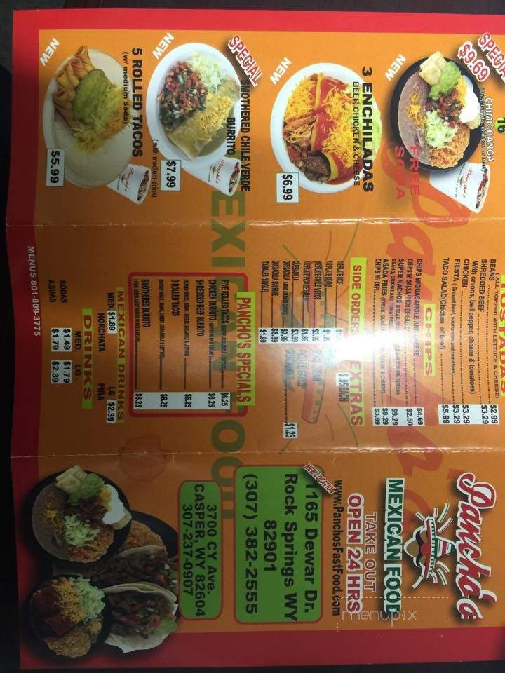 Ponchos - Rock Springs, WY menu_pic