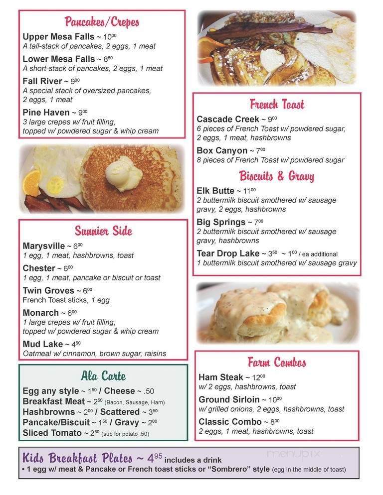Ashton Sunrise Cafe - Ashton, ID menu_pic