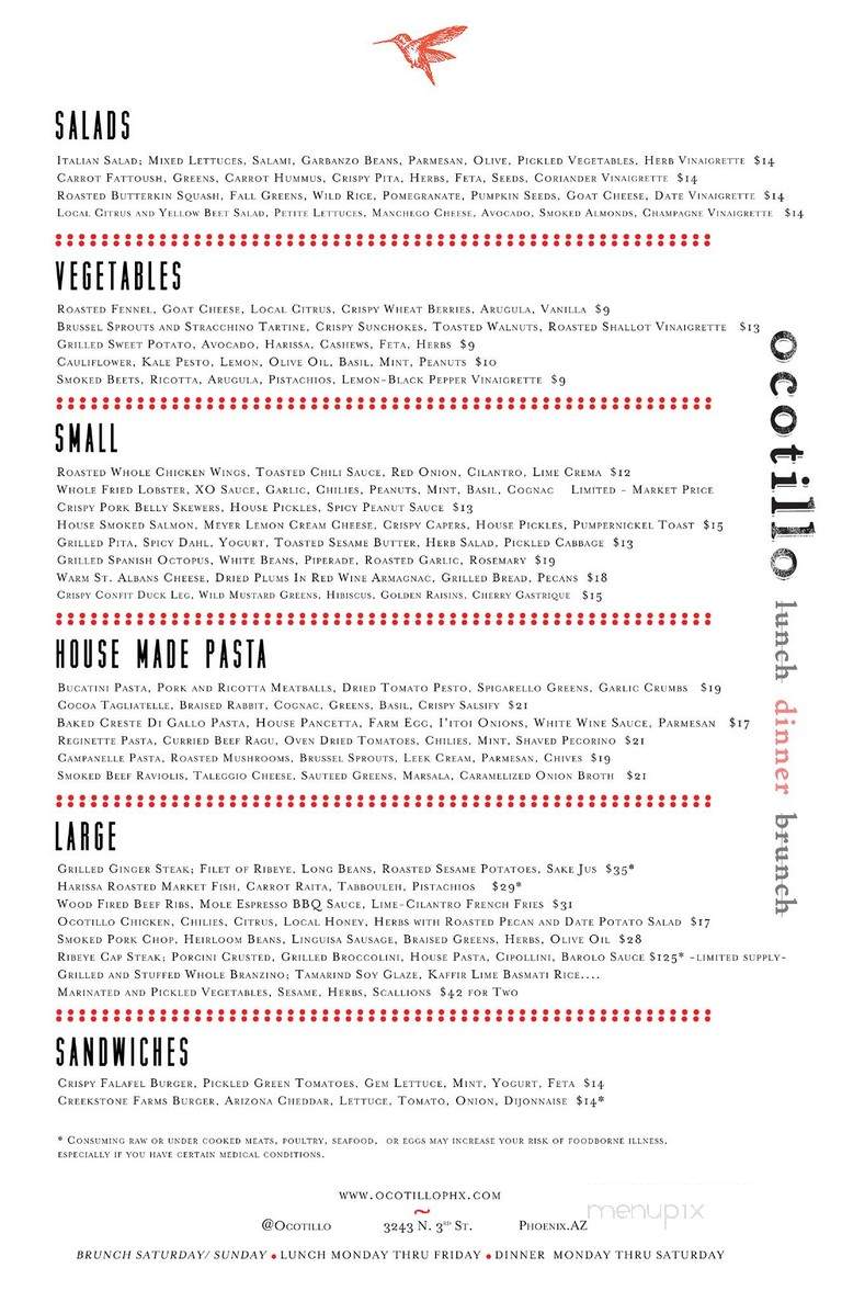 Ocotillo - Phoenix, AZ menu_pic