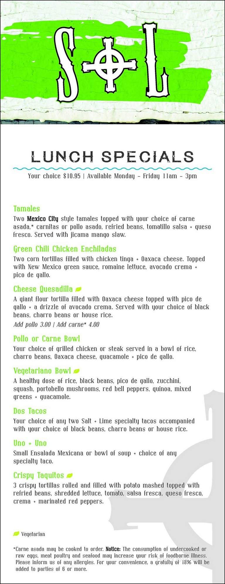 Salt & Lime Modern Mexican Grill - Scottsdale, AZ menu_pic