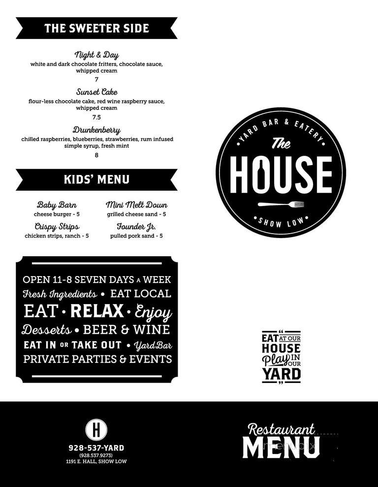 The House - Show Low, AZ menu_pic