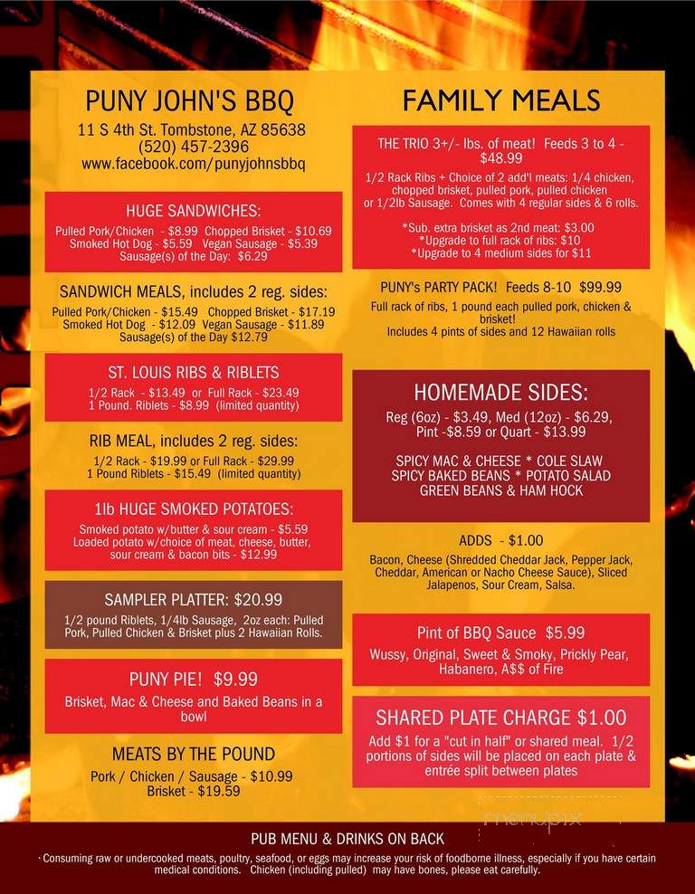 Puny John's BBQ - Tombstone, AZ menu_pic
