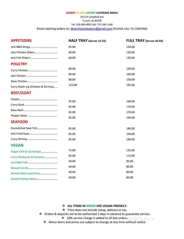 Desert Island Eatery - Tucson, AZ menu_pic