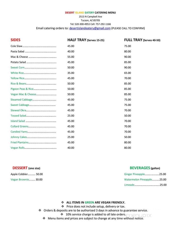 Desert Island Eatery - Tucson, AZ menu_pic