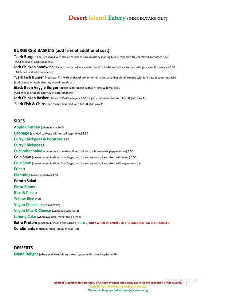 Desert Island Eatery - Tucson, AZ menu_pic