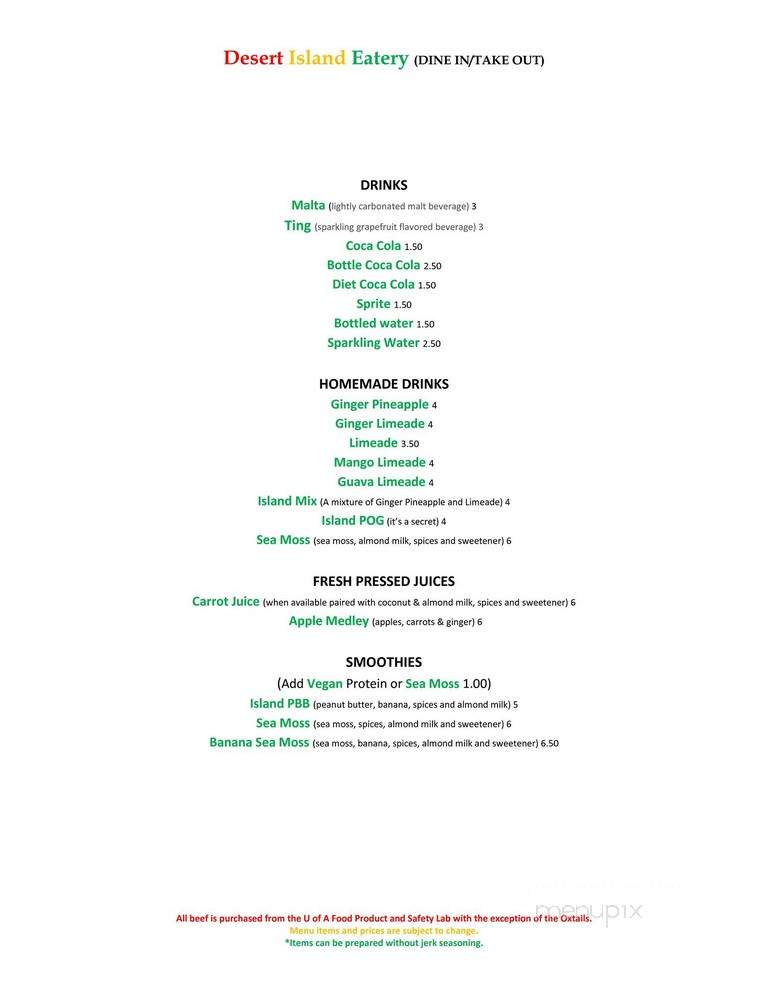 Desert Island Eatery - Tucson, AZ menu_pic