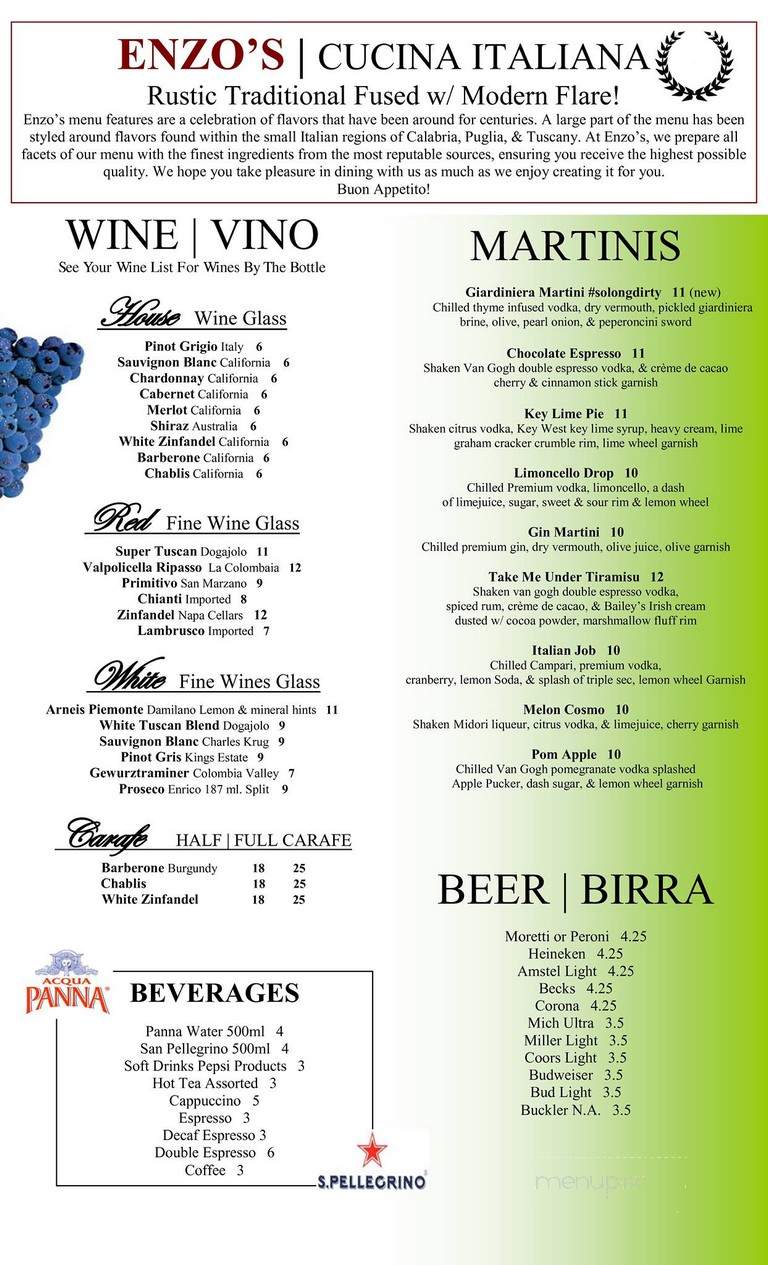Enzo's Ristorante Italiano - Snowflake, AZ menu_pic
