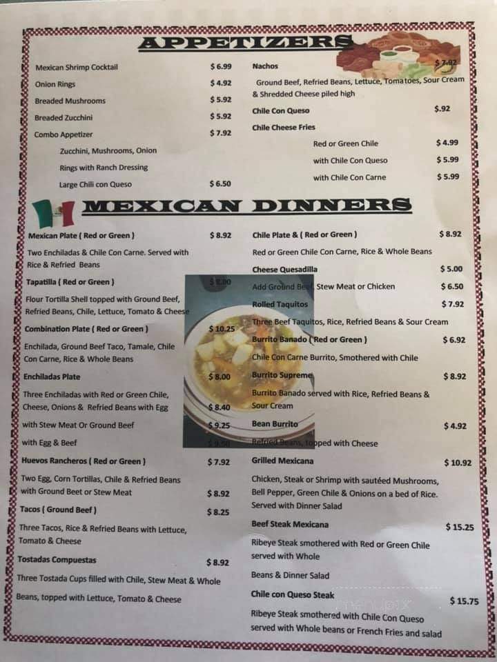Cafe 292 - Las Cruces, NM menu_pic