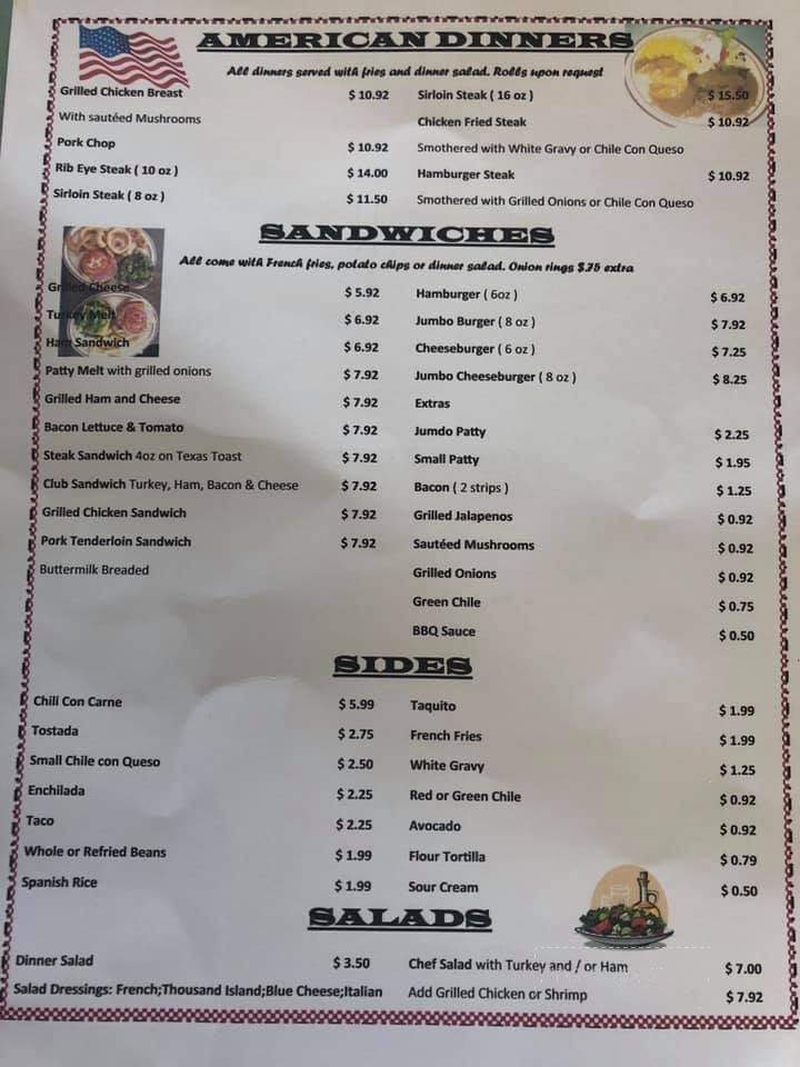 Cafe 292 - Las Cruces, NM menu_pic