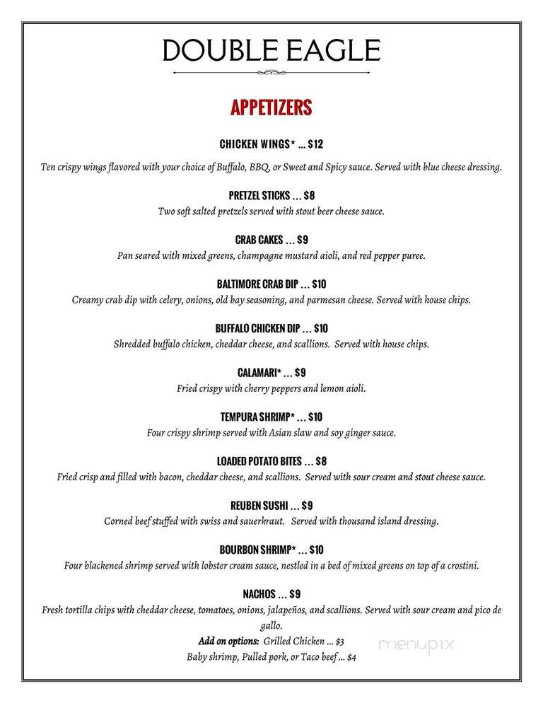 Online Menu of Double Eagle Restaurant, June Lake, CA