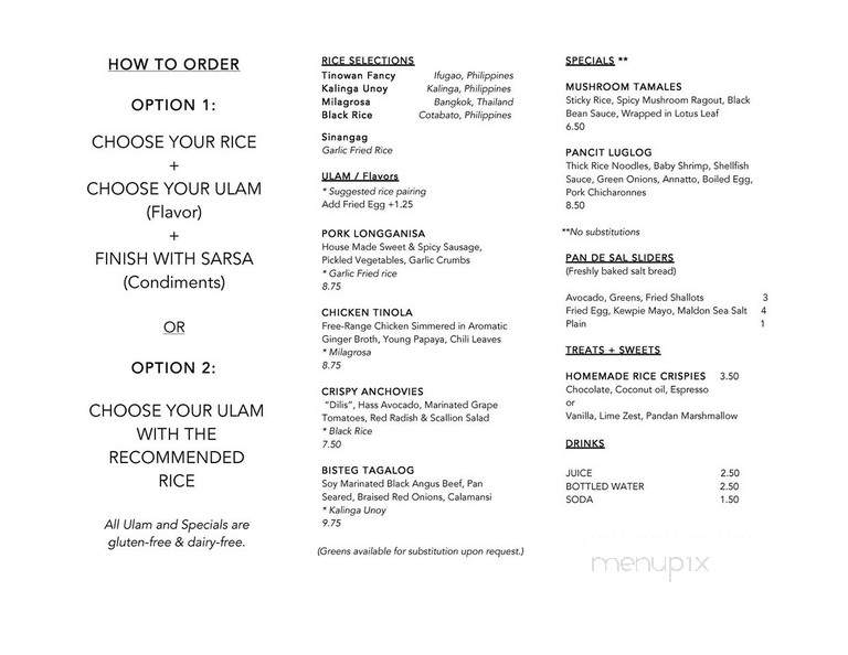 Rice Bar - Los Angeles, CA menu_pic