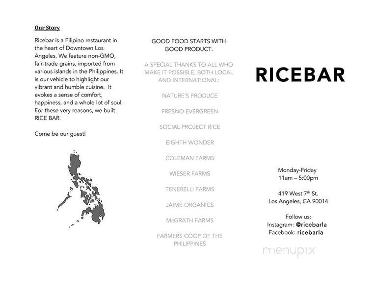 Rice Bar - Los Angeles, CA menu_pic