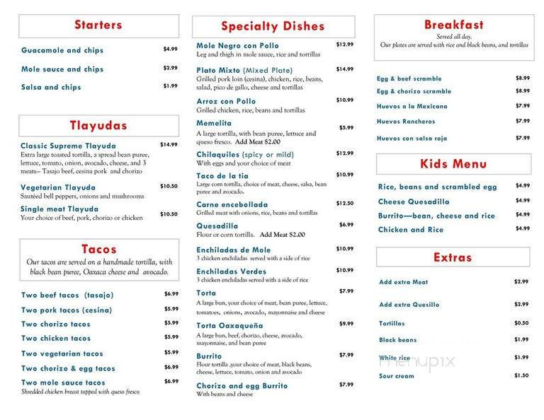 Tlayuda L.A. Mexican Restaurant - Los Angeles, CA menu_pic