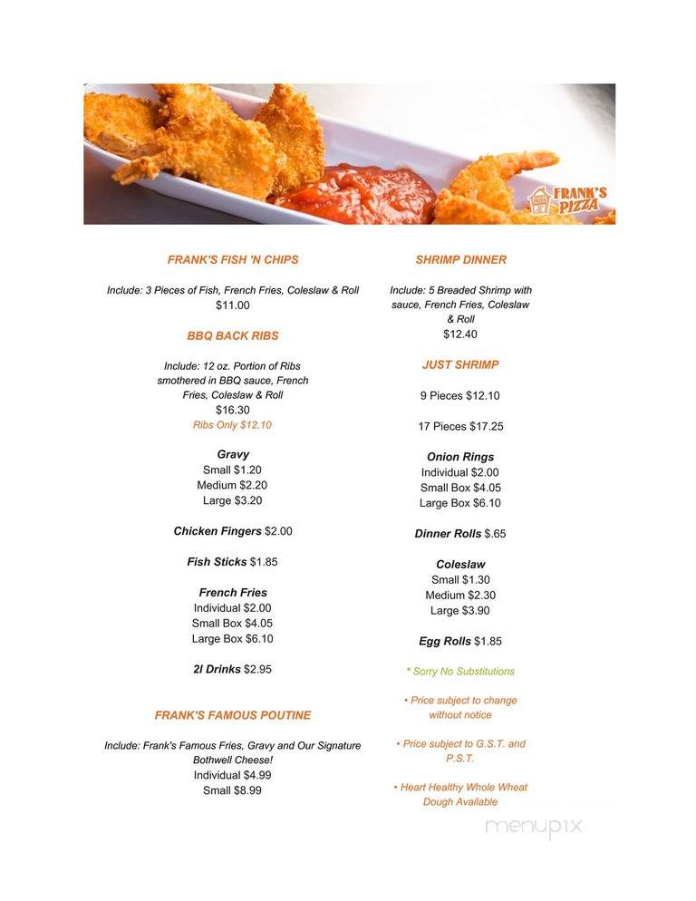 Frank's Pizza - Lawndale, CA menu_pic