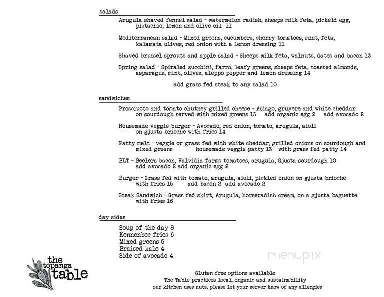 The Topanga Table - Topanga, CA menu_pic
