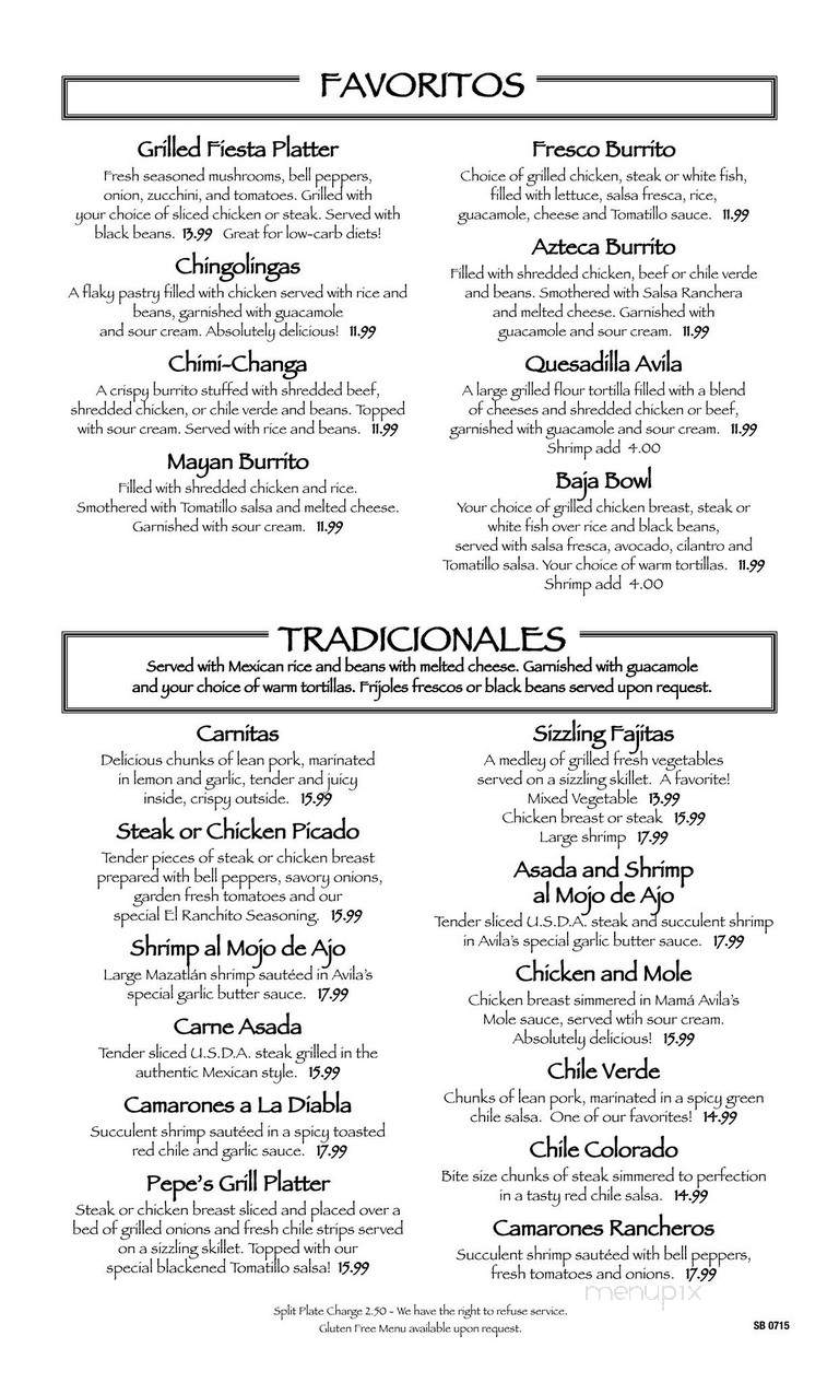 Avila's El Ranchito Mexican Restaurant - Seal Beach, CA menu_pic