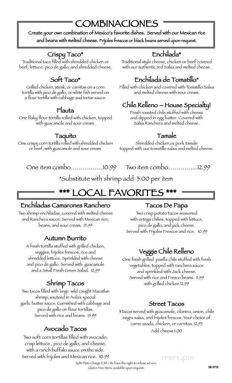 Avila's El Ranchito Mexican Restaurant - Seal Beach, CA menu_pic