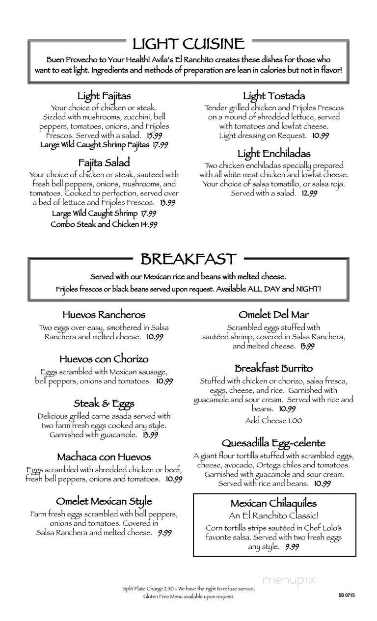 Avila's El Ranchito Mexican Restaurant - Seal Beach, CA menu_pic
