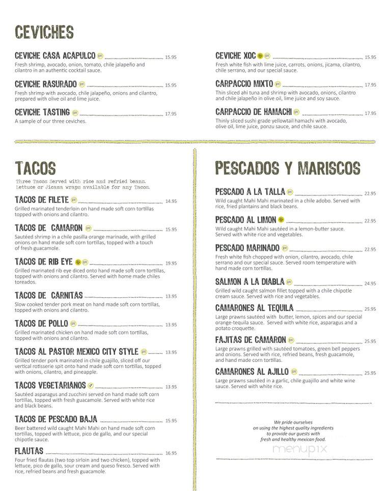 XOC Tequila Grill - Los Angeles, CA menu_pic