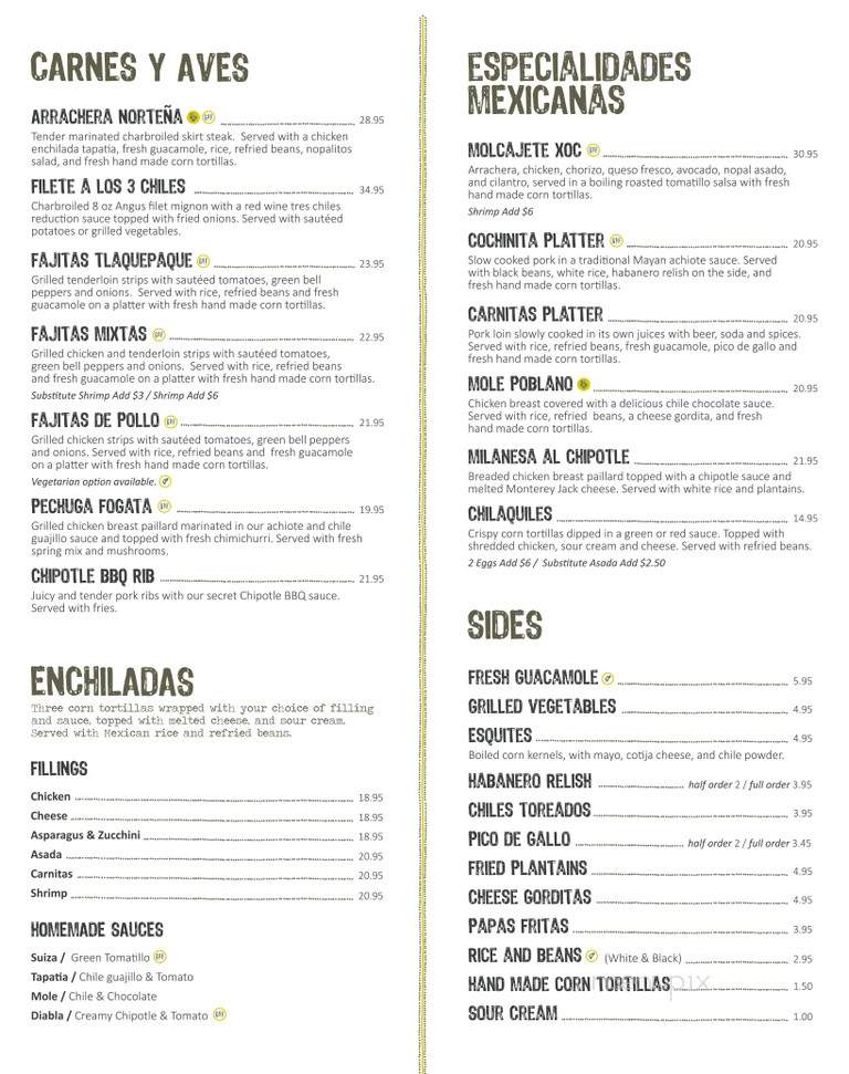 XOC Tequila Grill - Los Angeles, CA menu_pic