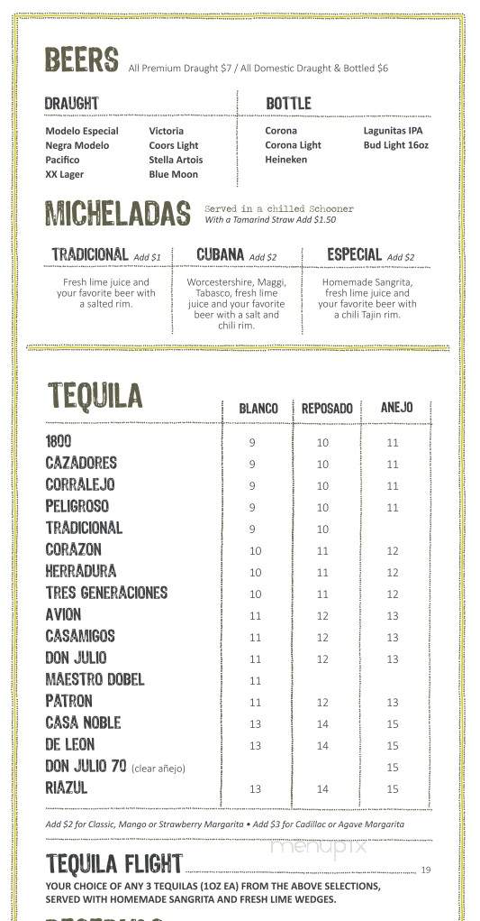 XOC Tequila Grill - Los Angeles, CA menu_pic