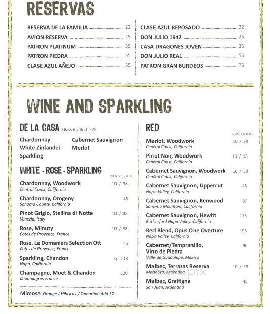 XOC Tequila Grill - Los Angeles, CA menu_pic