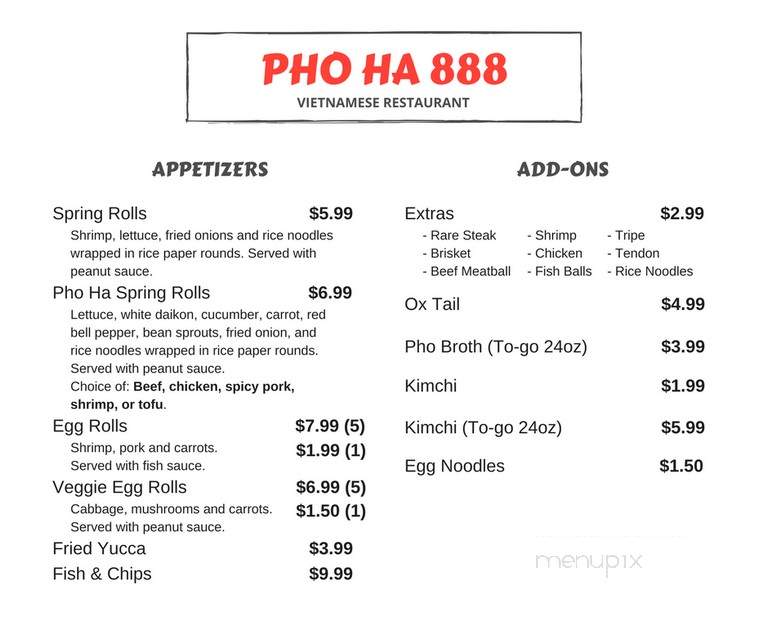 Pho Valencia - Valencia, CA menu_pic