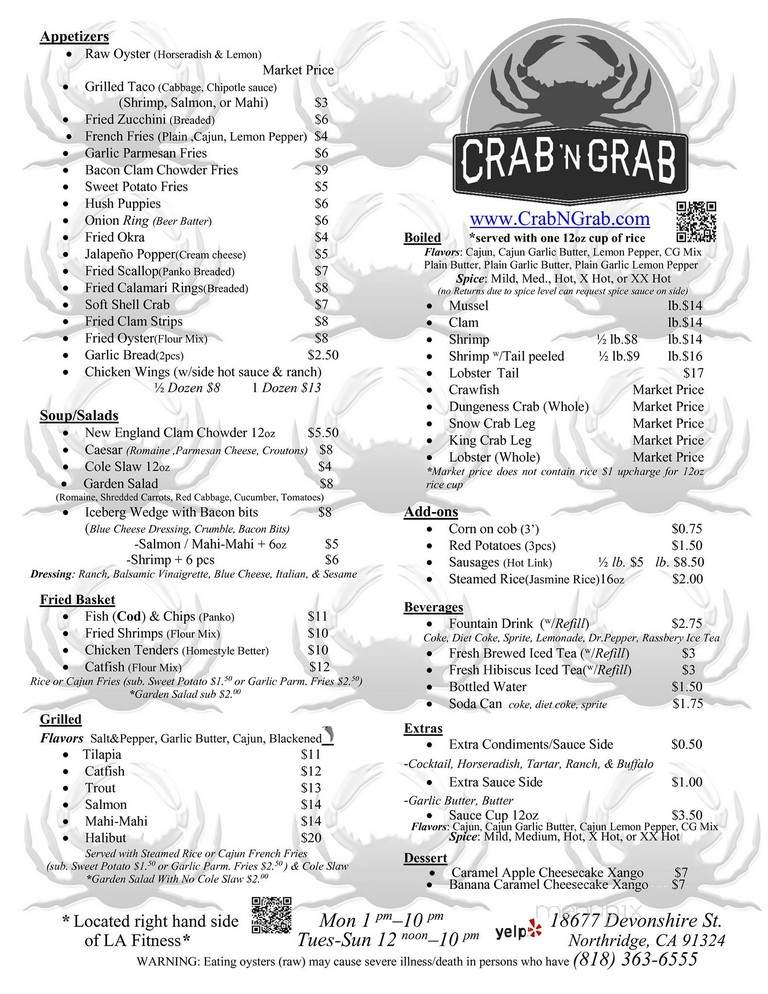 Crab N Grab - Woodland Hills, CA menu_pic