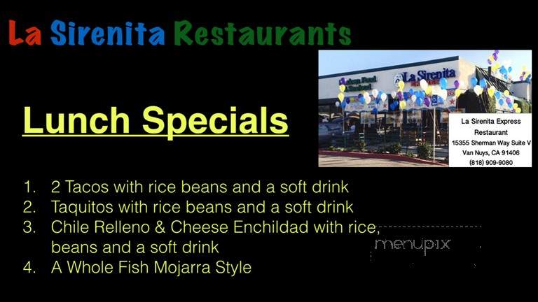 La Sirenita Express - Los Angeles, CA menu_pic