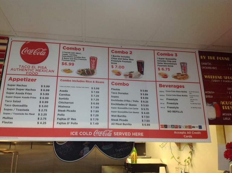 Tacos El Pisa - Covina, CA menu_pic