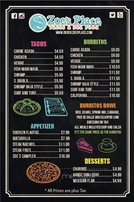 Zoe's Place - National City, CA menu_pic