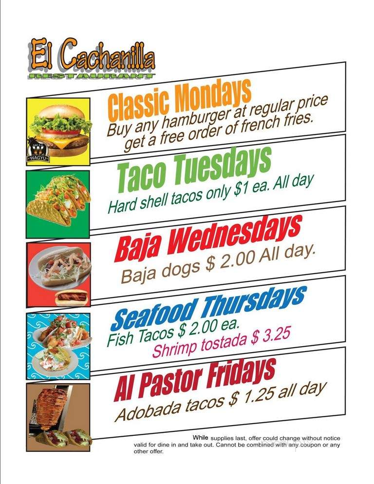 El Cachanilla - Chula Vista, CA menu_pic