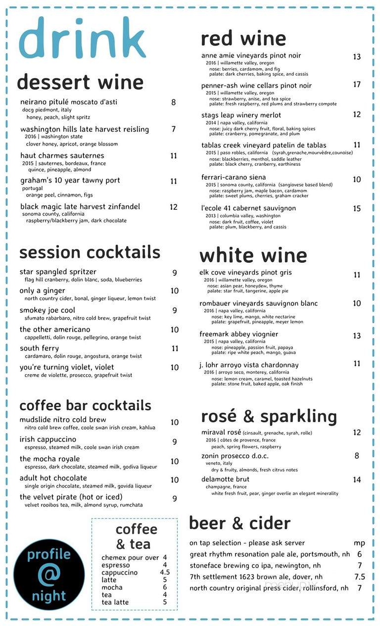 Profile Coffee Bar - Portsmouth, NH menu_pic