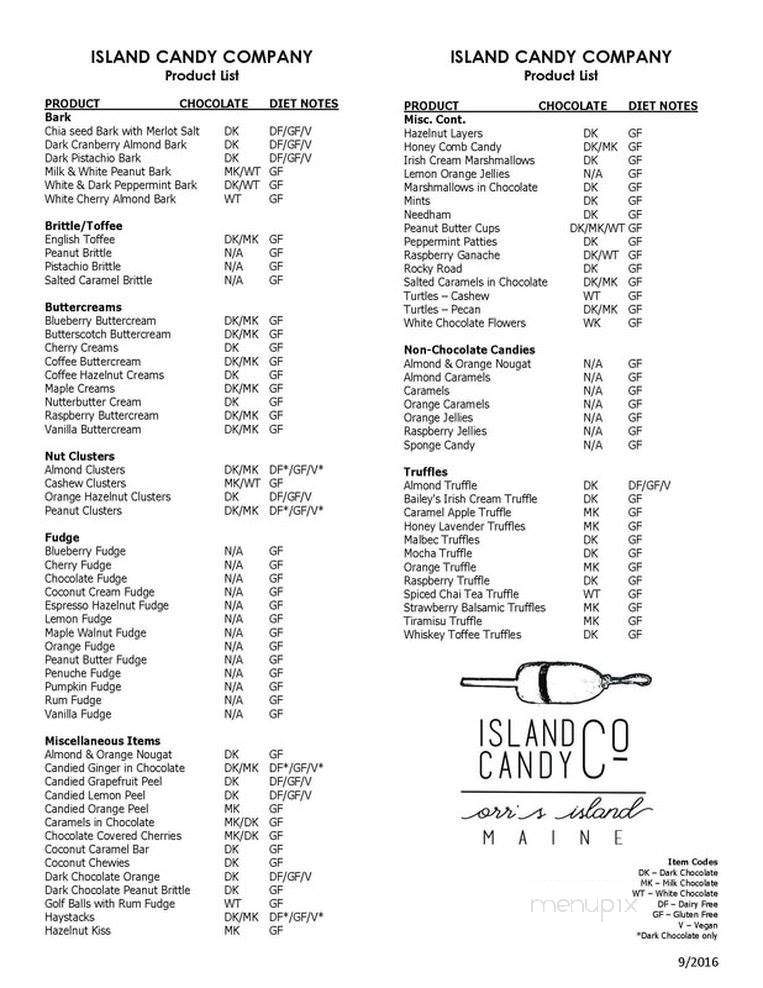 MainSweets - Georgetown, ME menu_pic