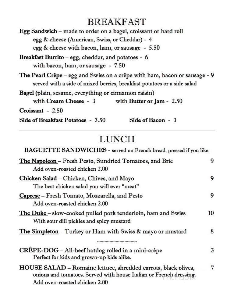 The French Press Cafe & Creperie - Albany, NY menu_pic