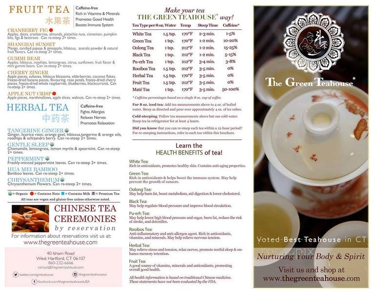 The Green Teahouse - West Hartford, CT menu_pic