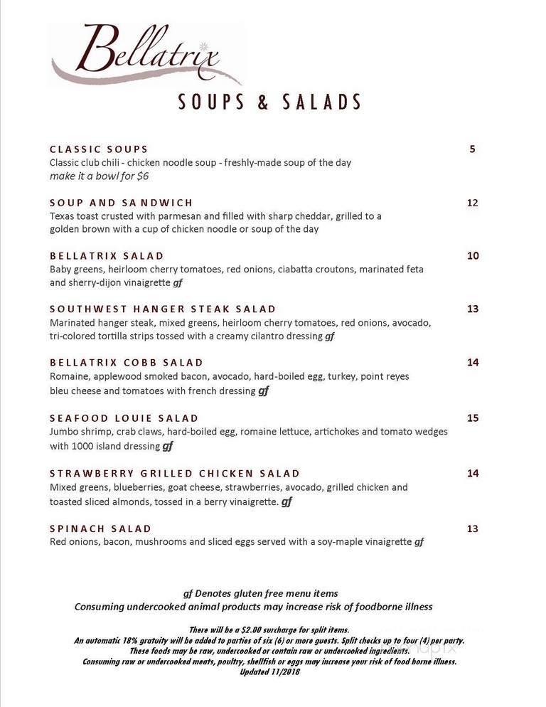 Bellatrix Restaurant - Palm Desert, CA menu_pic