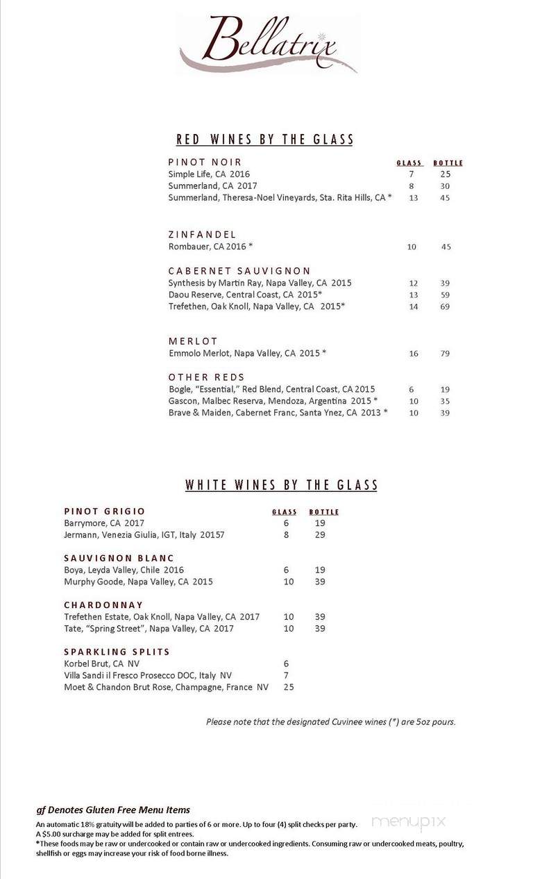 Bellatrix Restaurant - Palm Desert, CA menu_pic