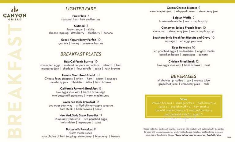 Canyon Grille - Escondido, CA menu_pic