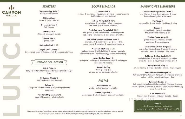 Canyon Grille - Escondido, CA menu_pic