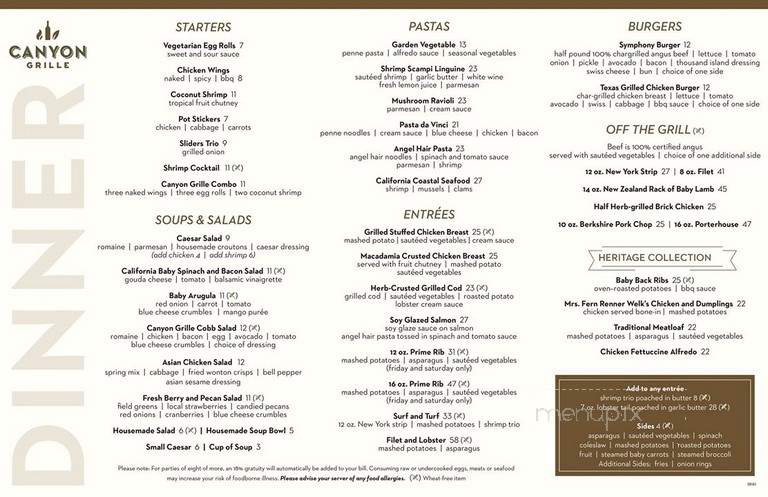 Canyon Grille - Escondido, CA menu_pic