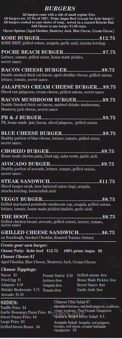 Poche Burger and Kitchen - San Clemente, CA menu_pic