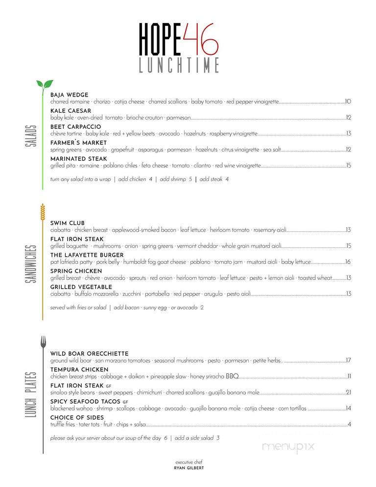 Hope 46 - San Diego, CA menu_pic