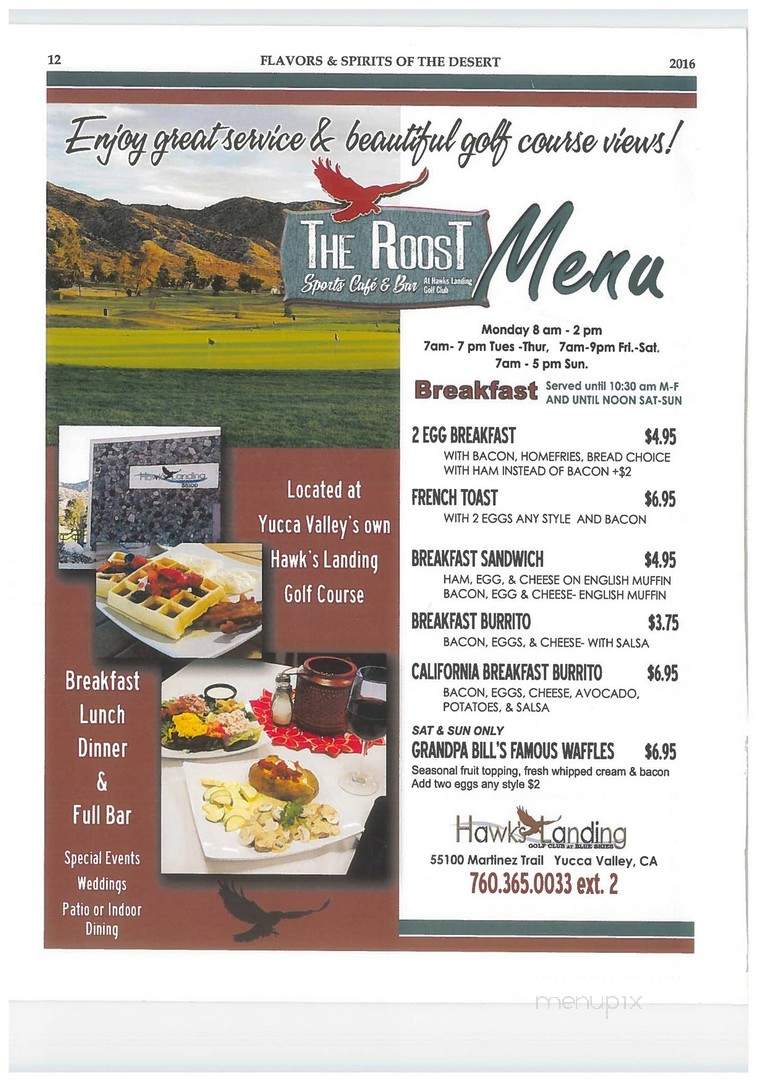 The Roost - Yucca Valley, CA menu_pic