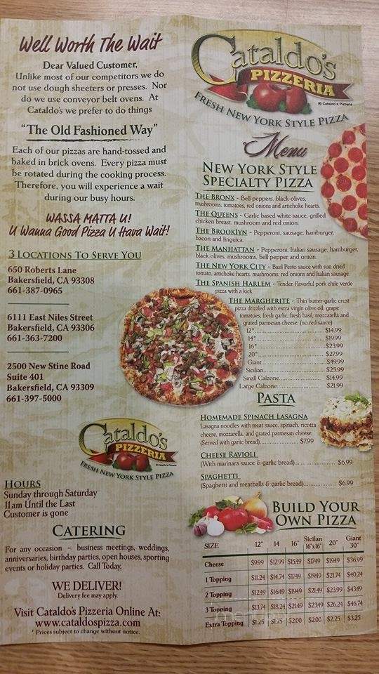 Cataldo's Pizzeria - Bakersfield, CA menu_pic